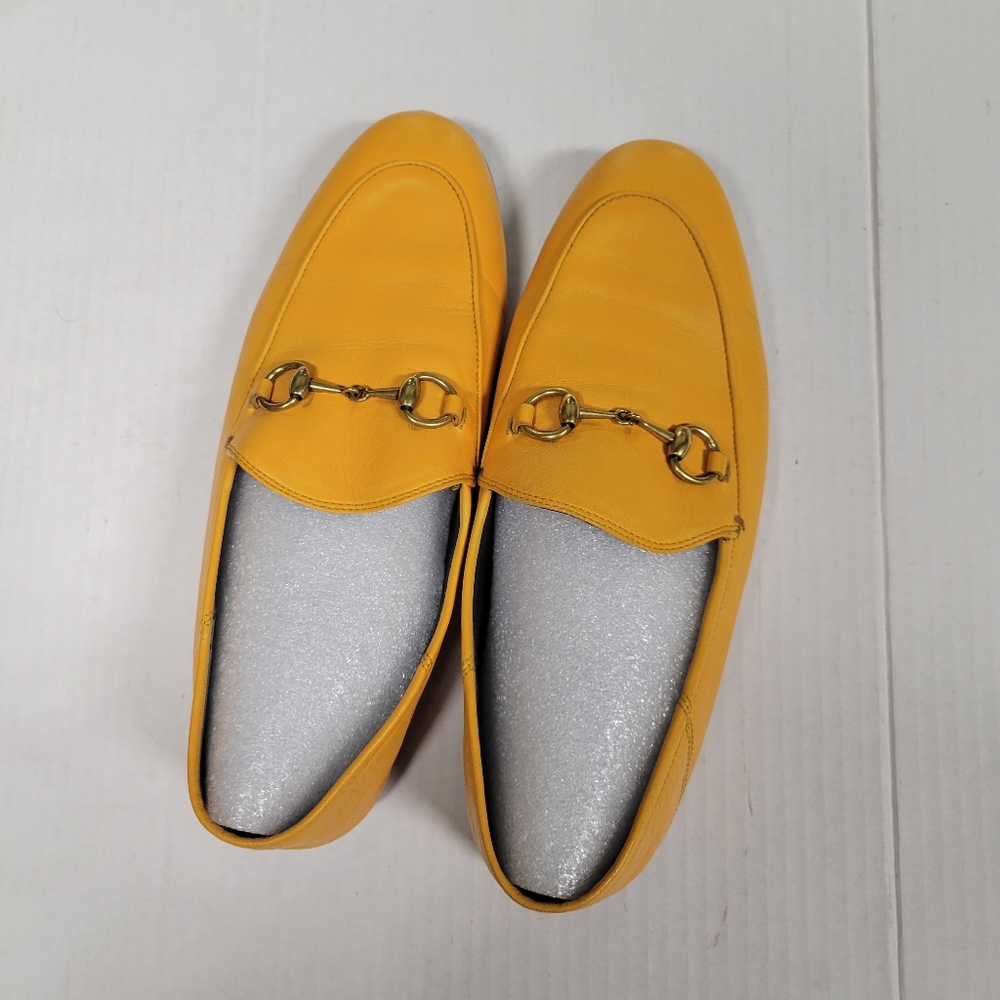 Gucci Brixton Yellow Orange Leather Horsebit Loafer Shoes 36.5 6.5 - Picture 7 of 10